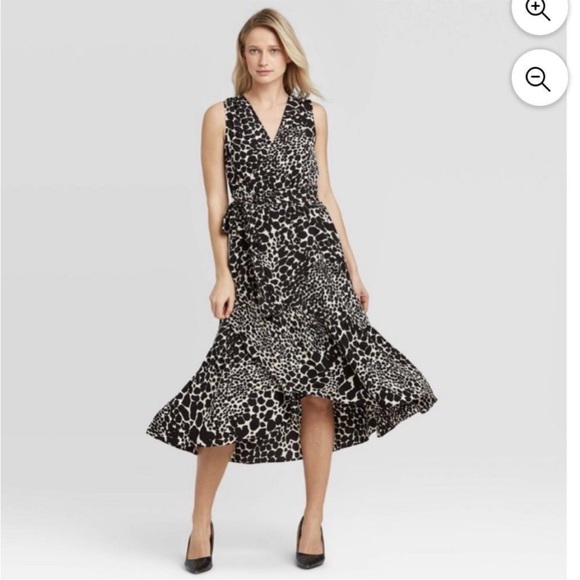 Who What Wear Animal Print Ruffle Trim Dress - Picture 1 of 13